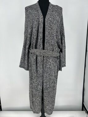 MANGO LONG OPEN FRONT BELTED CARDIGAN TWO POCKETS